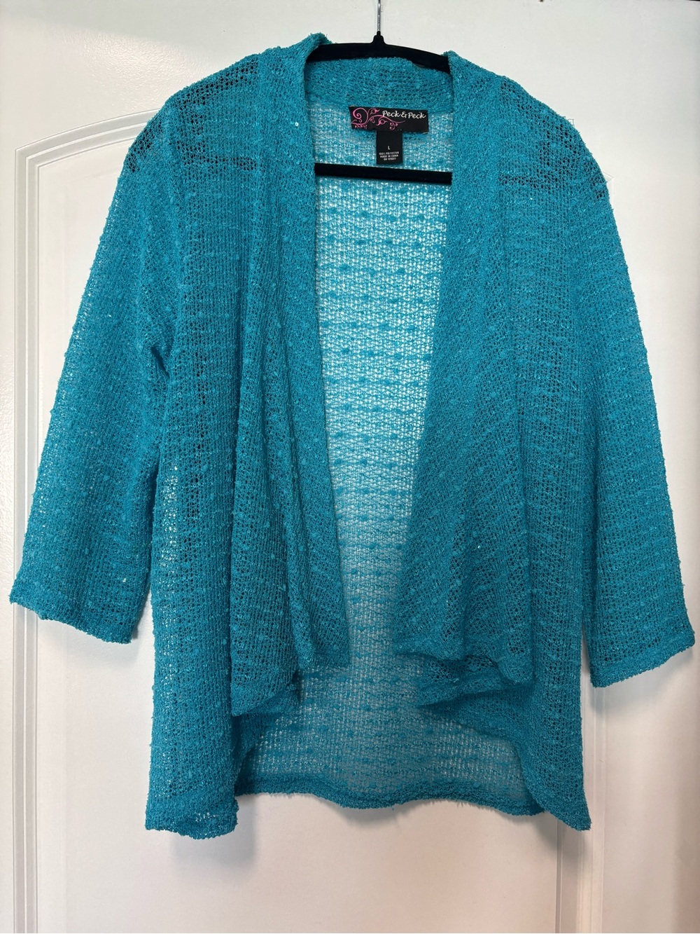 Peck & Peck  Teal Knit embellished Cardigan Sweater
